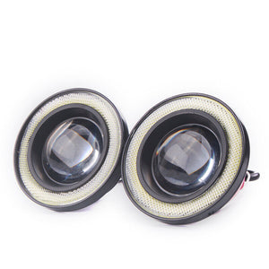 2x 3" Car Fog Light Lamp LED Projector COB Halo Angel Eye Ring DRL Driving Bulbs