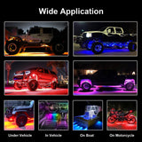 LED Rock Lights 6-Pods RGB Colorful Underbody Underglow Kit Neon Car Boat Truck Motorcycle IP 68 Waterproof