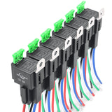 6Pack 12V 30A Fuse Relay Switch Harness Set SPST 5Pin 14 AWG Hot Wires US