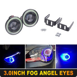 2x 3" Car Fog Light Lamp LED Projector COB Halo Angel Eye Ring DRL Driving Bulbs