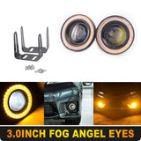 2x 3" Car Fog Light Lamp LED Projector COB Halo Angel Eye Ring DRL Driving Bulbs