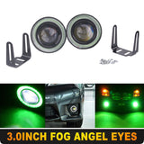 2x 3" Car Fog Light Lamp LED Projector COB Halo Angel Eye Ring DRL Driving Bulbs