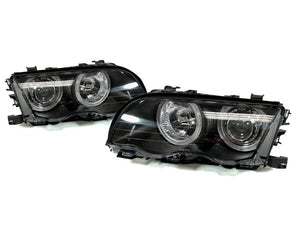 DEPO Angel Halo Headlight + Clear Corner Light For 2002-2006 BMW E46 3-Series 4D/5D