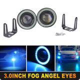 2x 3" Car Fog Light Lamp LED Projector COB Halo Angel Eye Ring DRL Driving Bulbs