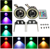 New 2x 3.5" RGB Multi-Color Angel Eye Halo Ring LED Fog Light Projector DRL Lamp