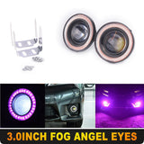 2x 3" Car Fog Light Lamp LED Projector COB Halo Angel Eye Ring DRL Driving Bulbs