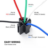 6Pack 12V 30A Fuse Relay Switch Harness Set SPST 5Pin 14 AWG Hot Wires US