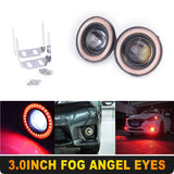 2x 3" Car Fog Light Lamp LED Projector COB Halo Angel Eye Ring DRL Driving Bulbs