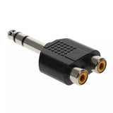 Stereo 6.35mm 1/4 Inch Male Plug to 2 RCA Female Jack Audio Adapter Splitter