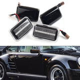 2x Sequential LED Side Marker Lights Turn Signal Lamp Black/Clear for Porsche 959 1987-1988