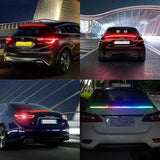 Carbon Fiber LED Car Tail Brake Light Strip Rear Spoiler Lip Trim Universal 4Ft Rainbow Color