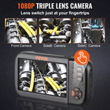 VEVOR Handheld Endoscope Camera 1080P HD Triple Lens Borescope Inspection Camera 4.5" IPS