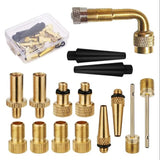 Brass Bicycle Valve Adapter Set Car Tire Valve Adapters DV AV SV Tire Inflator Kit