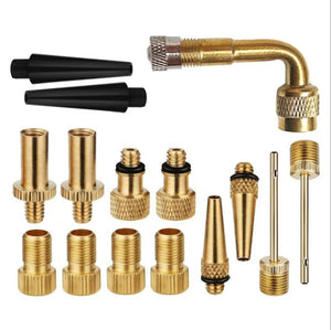 Brass Bicycle Valve Adapter Set Car Tire Valve Adapters DV AV SV Tire Inflator Kit