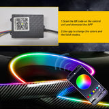 Carbon Fiber LED Car Tail Brake Light Strip Rear Spoiler Lip Trim Universal 4Ft Rainbow Color