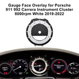 Gauge Face Overlay for Porsche 911 992 Carrera Instrument Cluster 2019-2022 8000rpm