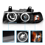 [Dual LED Halo] for 1992-1999 BMW E36 3 Series M3 Projector Black Headlights