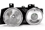 DEPO Euro Ellipsoid Projector Glass Headlights + Brackets for 1989-1996 E32 7-Series E34 5-Series