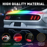 Carbon Fiber LED Car Tail Brake Light Strip Rear Spoiler Lip Trim Universal 4Ft Rainbow Color