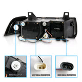 [Dual LED Halo] for 1992-1999 BMW E36 3 Series M3 Projector Black Headlights