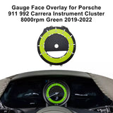 Gauge Face Overlay for Porsche 911 992 Carrera Instrument Cluster 2019-2022 8000rpm