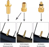 Brass Bicycle Valve Adapter Set Car Tire Valve Adapters DV AV SV Tire Inflator Kit