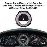 Gauge Face Overlay for Porsche 911 992 Carrera Instrument Cluster 2019-2022 8000rpm