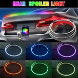 Carbon Fiber LED Car Tail Brake Light Strip Rear Spoiler Lip Trim Universal 4Ft Rainbow Color