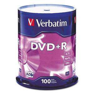 DVD+R Discs, 4.7GB, 16x, Spindle, 100/Pack Verbatim