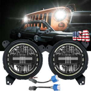 New 9" Inch Round Led Sealed Beam Headlights Halo for Jeep Wrangler Gladiator 2018-2021