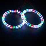 RGB 95MM COB LED Angel Eye Lights Halo Ring APP Control Headlight DRL Bluetooth