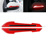 2x Red Reflective Carbon Fiber Car Side Mirror Warning Molding Trim Door Safety