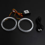 RGB 95MM COB LED Angel Eye Lights Halo Ring APP Control Headlight DRL Bluetooth