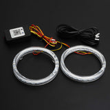 RGB 95MM COB LED Angel Eye Lights Halo Ring APP Control Headlight DRL Bluetooth